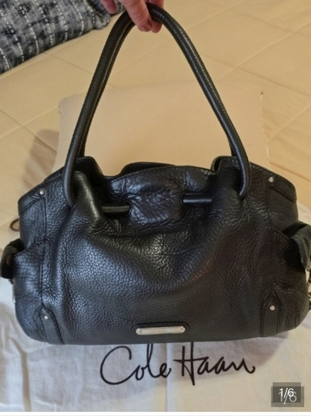 Cole Haan Black Pebbled Leather Shoulder Bag